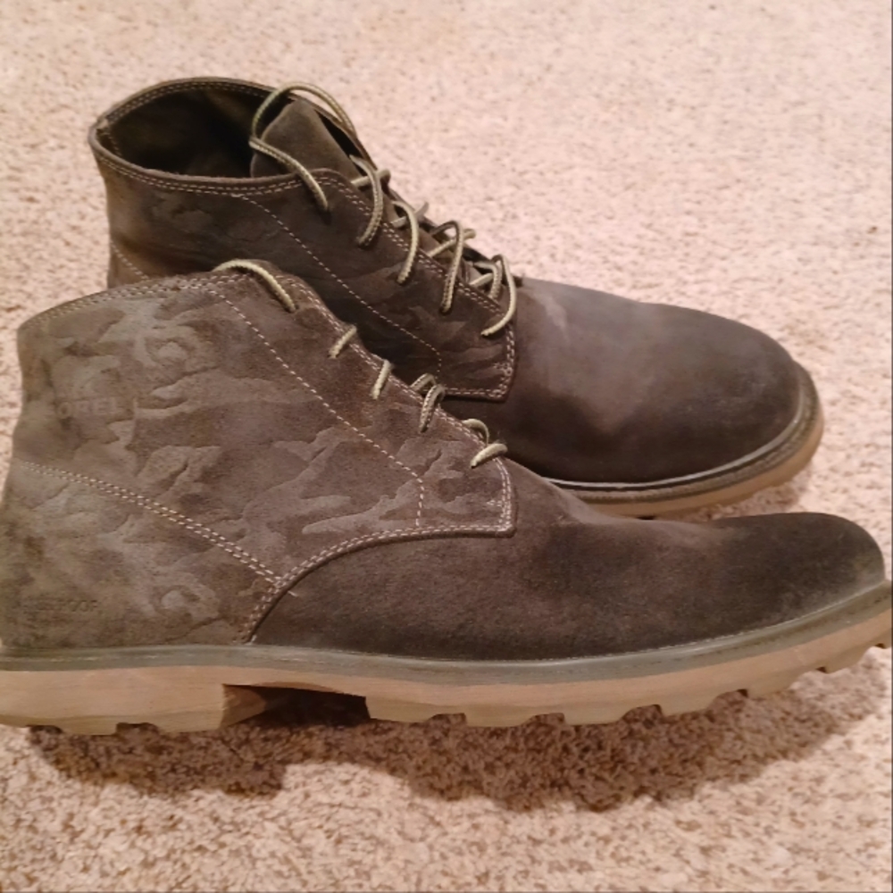 Men's Sorel Green Camo Madison II Boots Nubuck Waterproof Size 10